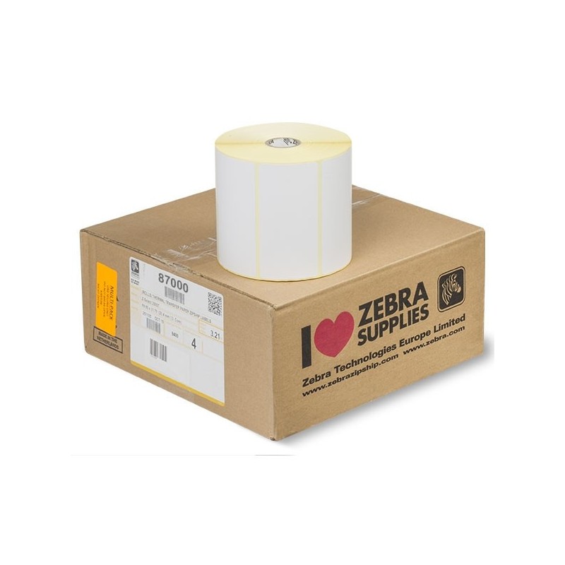 CAJA 4 Zebra PolyPro 3000T. Rollo de etiquetas. Plástico. 102x152mm