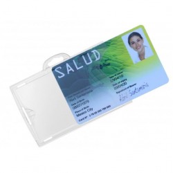 PORTA TARJETAS HORIZONTAL TRANSPARENTE POR AMBAS CARAS PACK 100 UDS