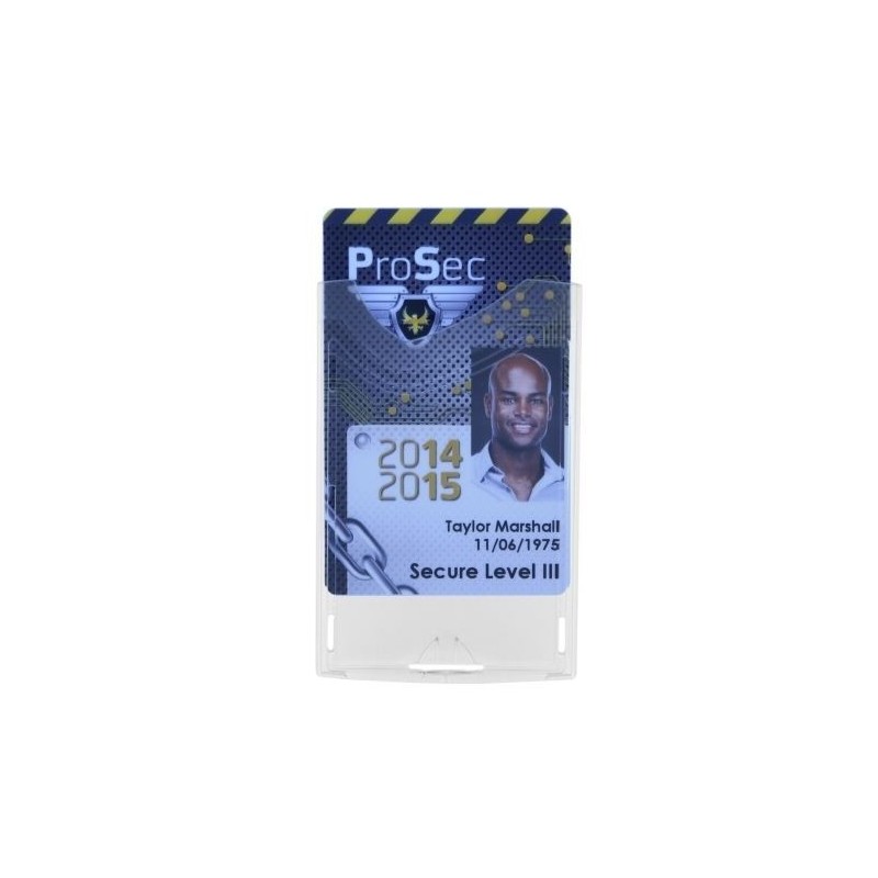 PORTA TARJETAS VERTICAL TRANSPARENTE POR AMBAS CARAS PACK 100 UDS