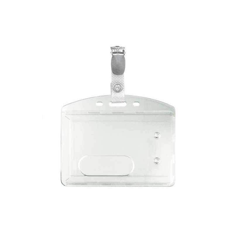 KIT PORTA TARJETAS RÍGIDO HORIZONTAL POLICARBONATO + PINZA PK 100 UDS
