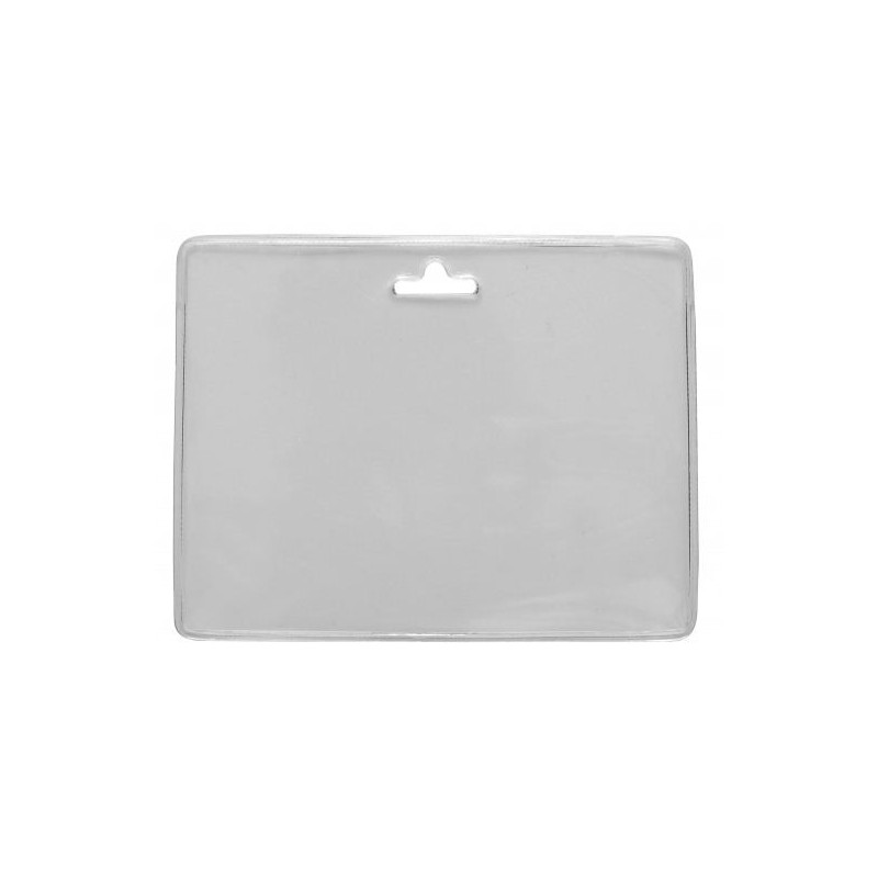 PORTA TARJETAS HORIZONTAL DE PVC TRANSPARENTE CON AGUJERO OVALADO PK 100 UDS