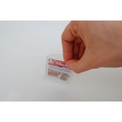 PORTA TARJETAS VERTICAL DE PVC TRANSPARENTE CON AGUJERO OVALADO PK 100 UDS