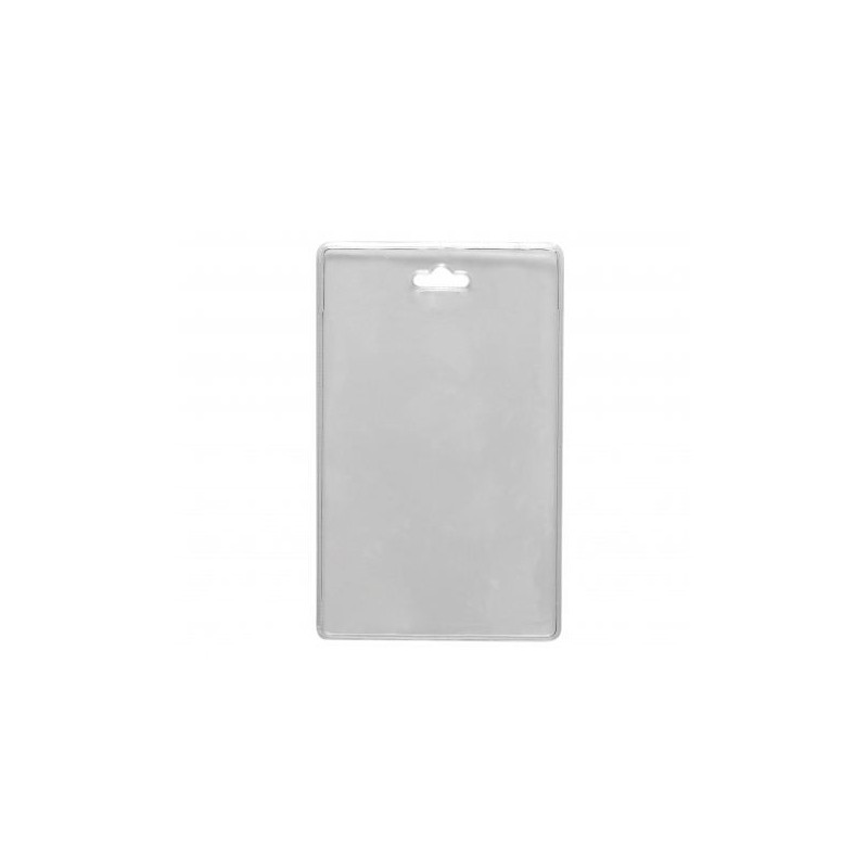 PORTA TARJETAS VERTICAL DE PVC TRANSPARENTE CON AGUJERO OVALADO PK 100 UDS
