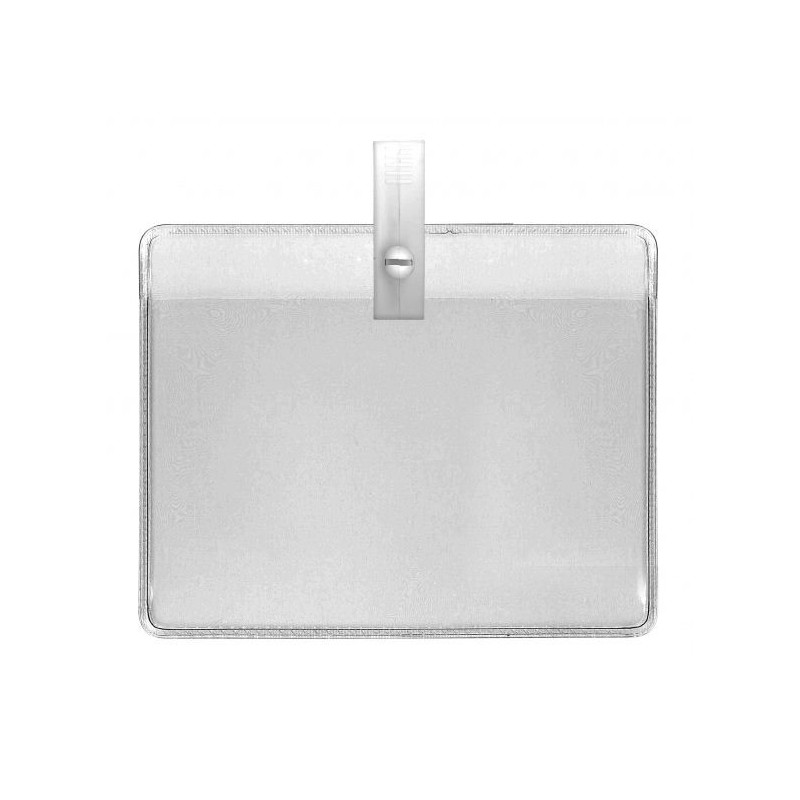PORTA TARJETAS HORIZONTAL FLEXIBLE PARA EVENTOS CON PINZA DE COCODRILO EN AGUJERO REDONDO PK 100 UDS