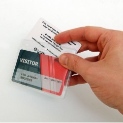 PORTA TARJETAS HORIZONTAL DE VINILO FLEXIBLE PARA 2 TARJETAS 86X54mm PK 100 UDS