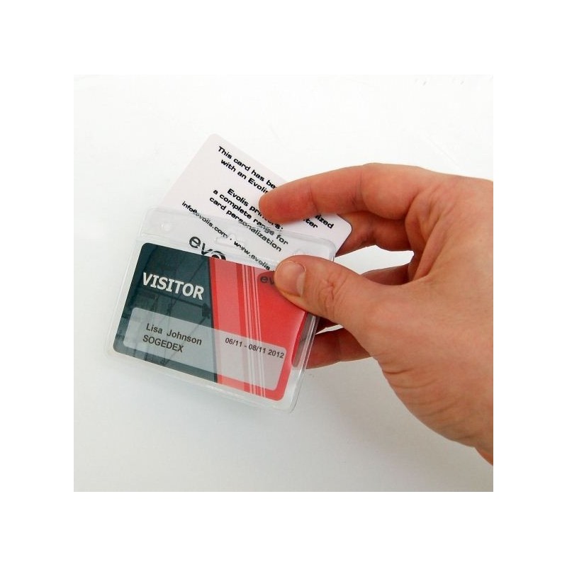 PORTA TARJETAS HORIZONTAL DE VINILO FLEXIBLE PARA 2 TARJETAS 86X54mm PK 100 UDS