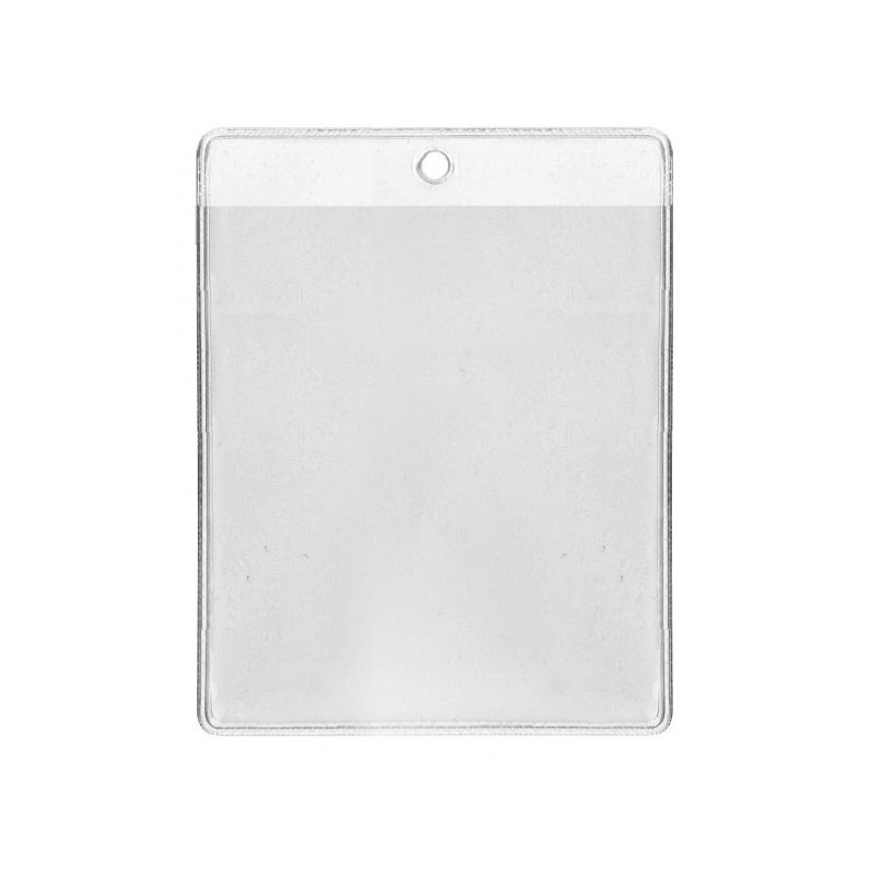 PORTA TARJETAS FLEXIBLE 86 X 101mm CON AGUJERO REDONDO PK 100 UDS