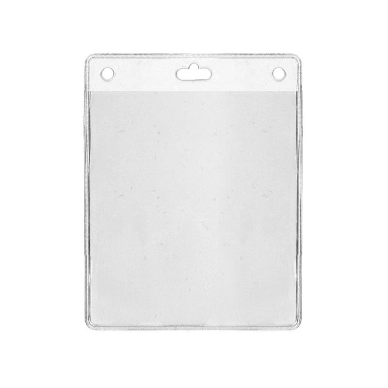 PORTA TARJETAS FLEXIBLE 86 X 101mm CON AGUJERO OVALADO PK 100 UDS