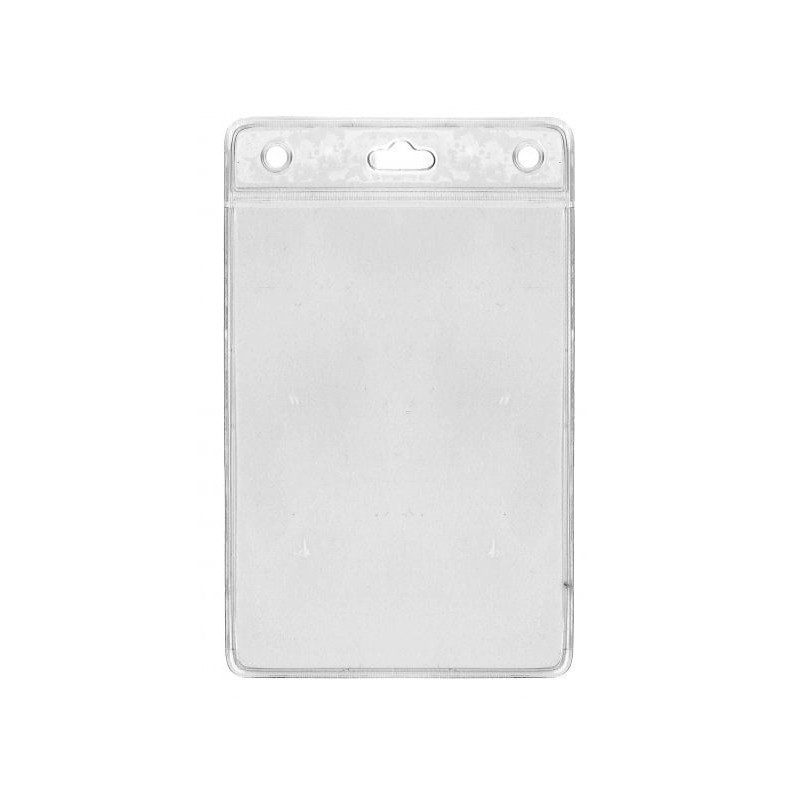 PORTA TARJETAS FLEXIBLE VERTICAL 98 X 67mm CON AGUJERO OVALADO PK 100 UDS