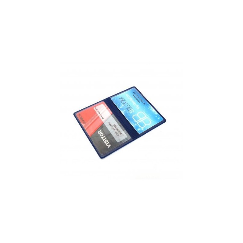 FUNDA FLEXIBLE DE PVC PARA DOS TARJETAS AZUL MARINO PK 100 UDS
