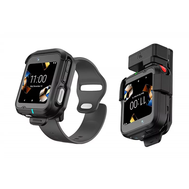 Terminal wearable Zebra WS301 con opciones clip y muñeca
