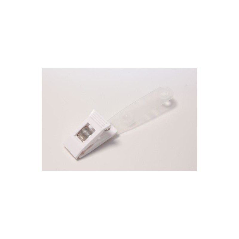 PINZA DE COCODRILO DE PLÁSTICO BLANCA CON CINTA TRANSPARENTE PK 100 UDS.