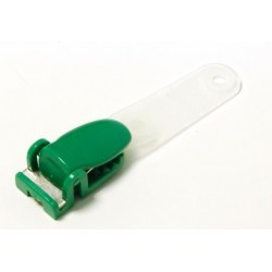 PINZA DE SUJECCIÓN DE PLÁSTICO VERDE CON CINTA TRANSLÚCIDA PK 100 UDS