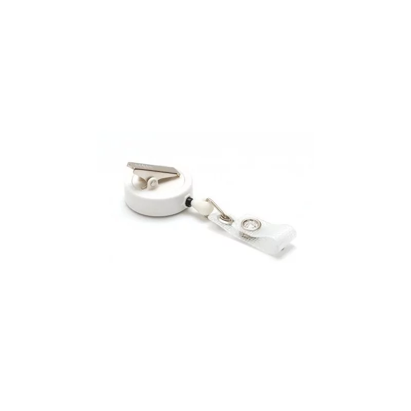 YOYÓ EXTENSIBLE BLANCO CON PINZA ROTATIVA DE COCODRILO EN LA PARTE TRASERA PK 100 UDS