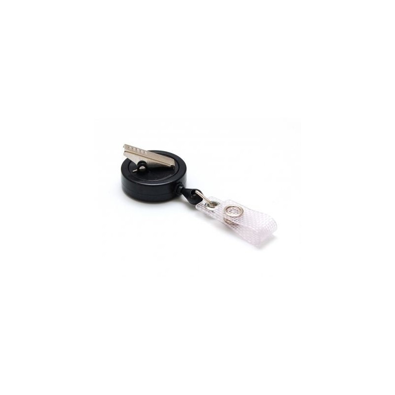 YOYÓ EXTENSIBLE NEGRO CON PINZA ROTATIVA DE COCODRILO EN LA PARTE TRASERA PK 100 UDS