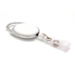 YOYÓ EXTENSIBLE PLÁSTICO BLANCO OVALADO CON MOSQUETÓN PK 100 UDS