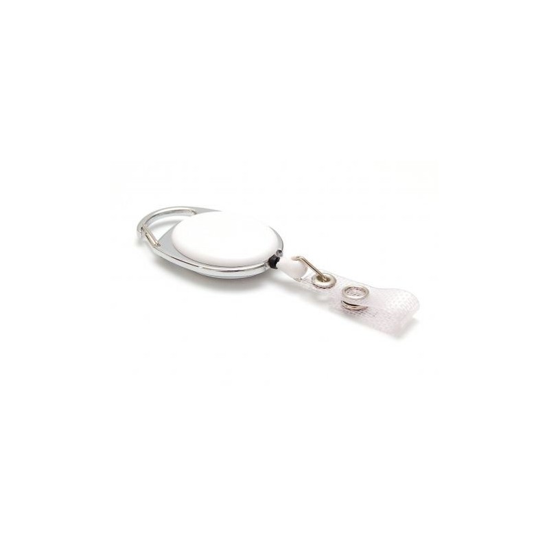 YOYÓ EXTENSIBLE PLÁSTICO BLANCO OVALADO CON MOSQUETÓN PK 100 UDS