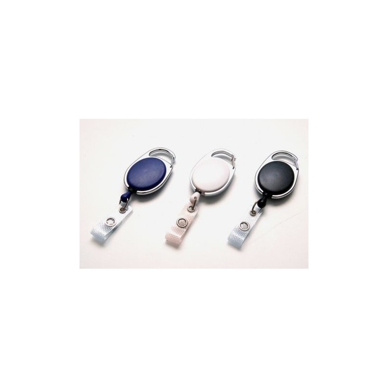 YOYÓ EXTENSIBLE PLÁSTICO NEGRO OVALADO CON MOSQUETÓN PK 100 UDS
