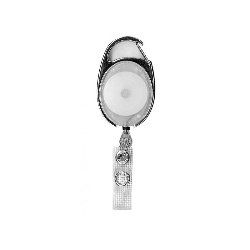 YOYÓ EXTENSIBLE PLÁSTICO TRANSPARENTE OVALADO CON MOSQUETÓN PK 100 UDS
