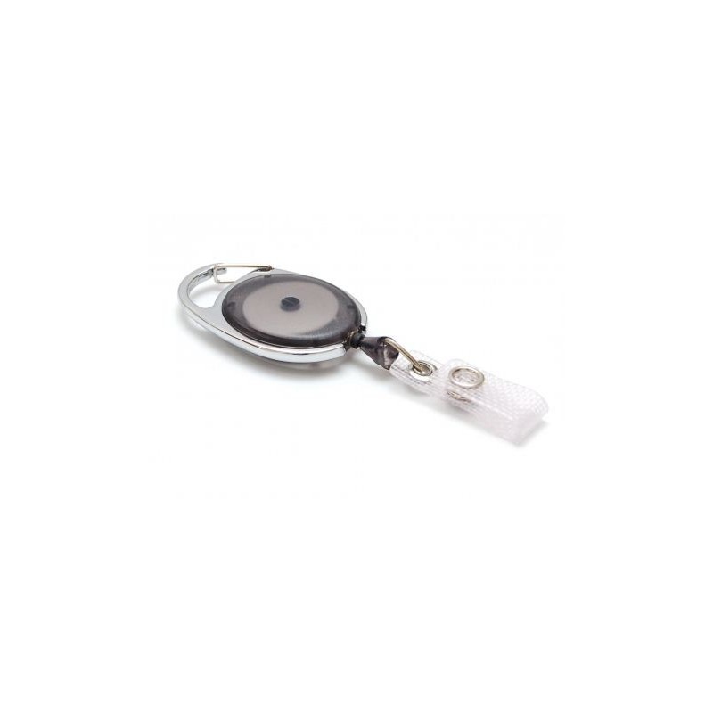 YOYÓ EXTENSIBLE PLÁSTICO GRIS TRANSPARENTE OVALADO CON MOSQUETÓN PK 100 UDS