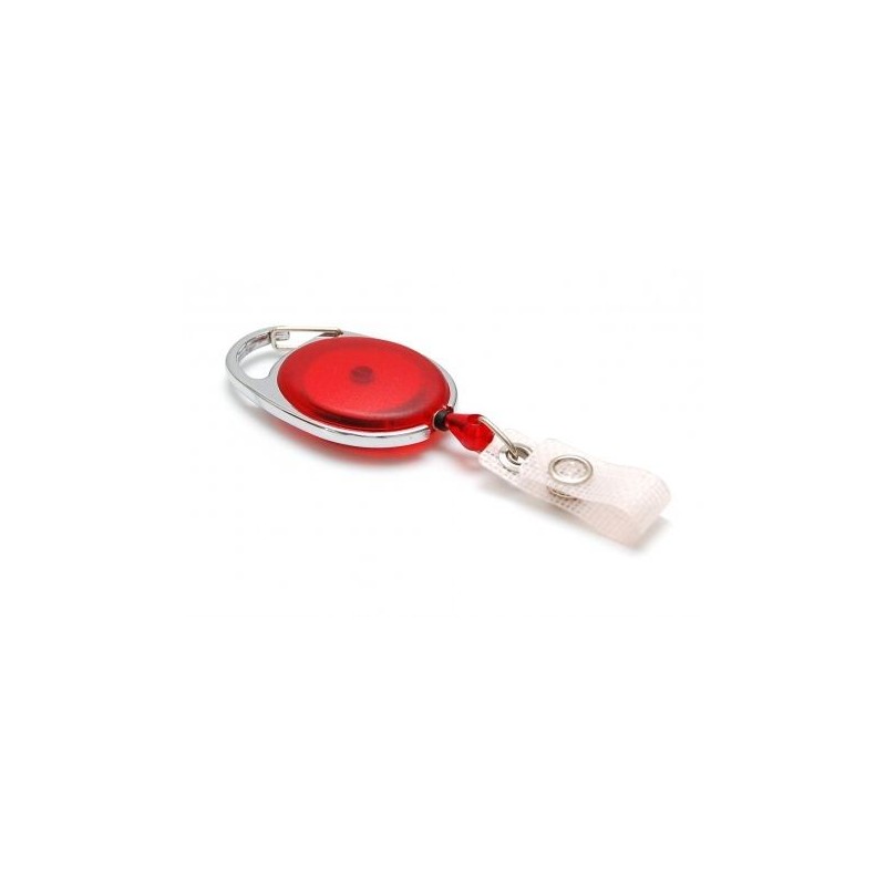YOYÓ EXTENSIBLE PLÁSTICO ROJO TRANSPARENTE OVALADO CON MOSQUETÓN PK 100 UDS