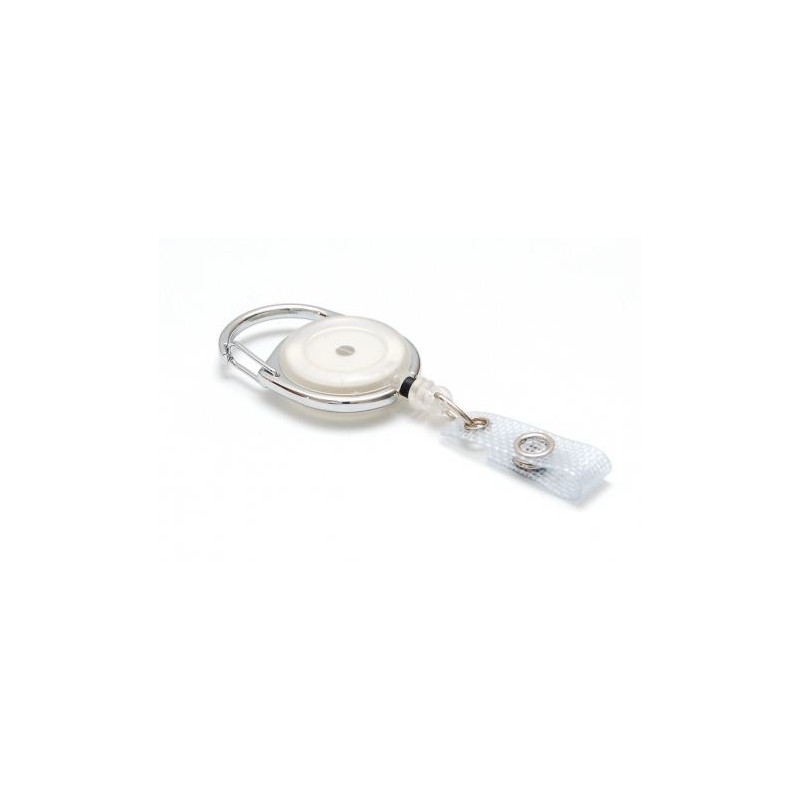 YOYÓ EXTENSIBLE PLÁSTICO BLANCO TRANSPARENTE CON MOSQUETÓN PK 100 UDS