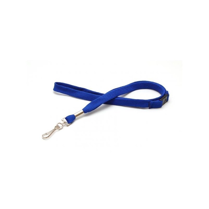 LANYARD POLIÉSTER AZUL 12MM MOSQUETÓN GIRATORIO Y CIERRE DE SEGURIDAD PK 100 UDS