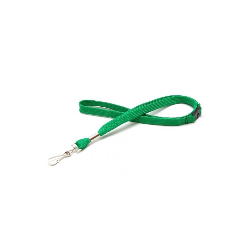 LANYARD POLIÉSTER VERDE 12MM MOSQUETÓN GIRATORIO Y CIERRE DE SEGURIDAD PK 100 UDS