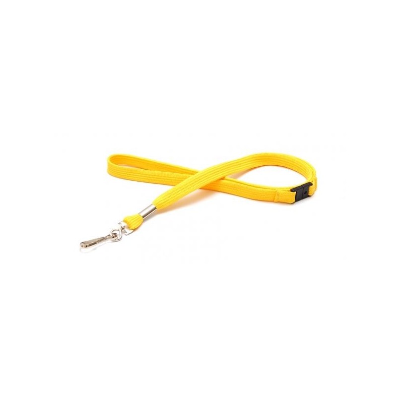 LANYARD POLIÉSTER AMARILLO 12MM MOSQUETÓN GIRATORIO Y CIERRE DE SEGURIDAD PK 100 UDS