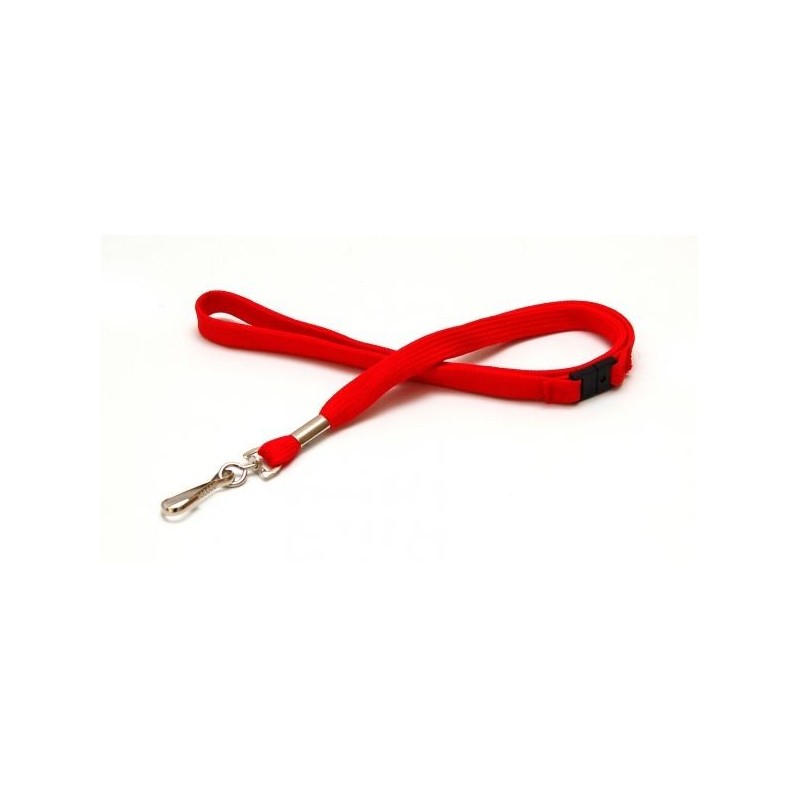 LANYARD POLIÉSTER ROJO 12MM MOSQUETÓN GIRATORIO Y CIERRE DE SEGURIDAD PK 100 UDS