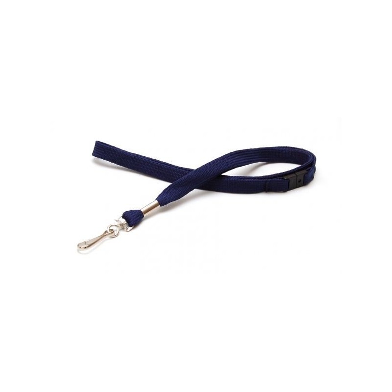 LANYARD POLIÉSTER AZUL MARINO 12MM MOSQUETÓN GIRATORIO Y CIERRE DE SEGURIDAD PK 100 UDS