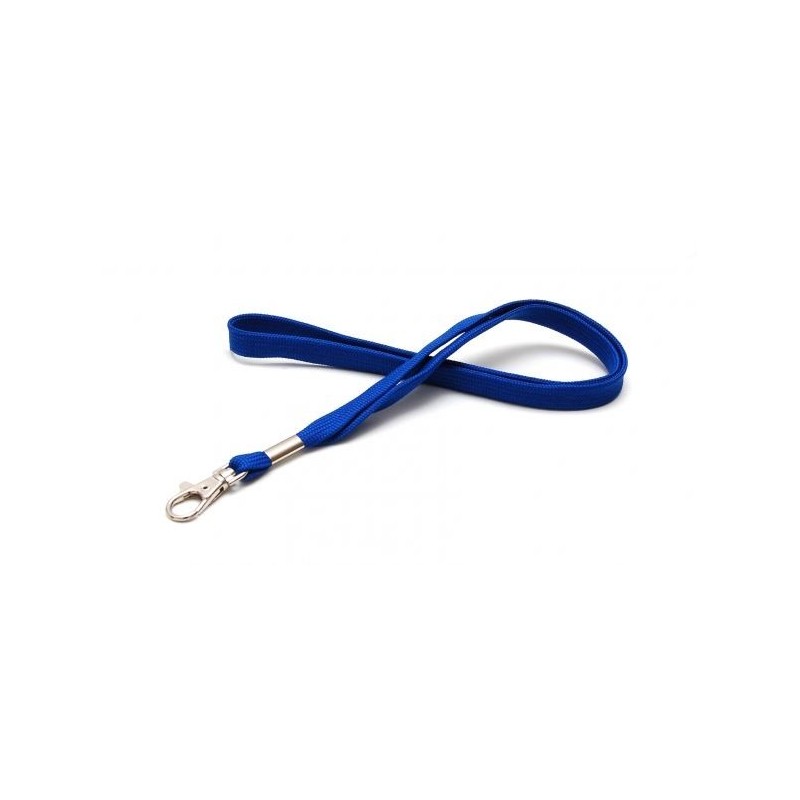 LANYARD POLIÉSTER AZUL 12MM CON MOSQUETÓN TIPO CORREA CANINA PK 100 UDS