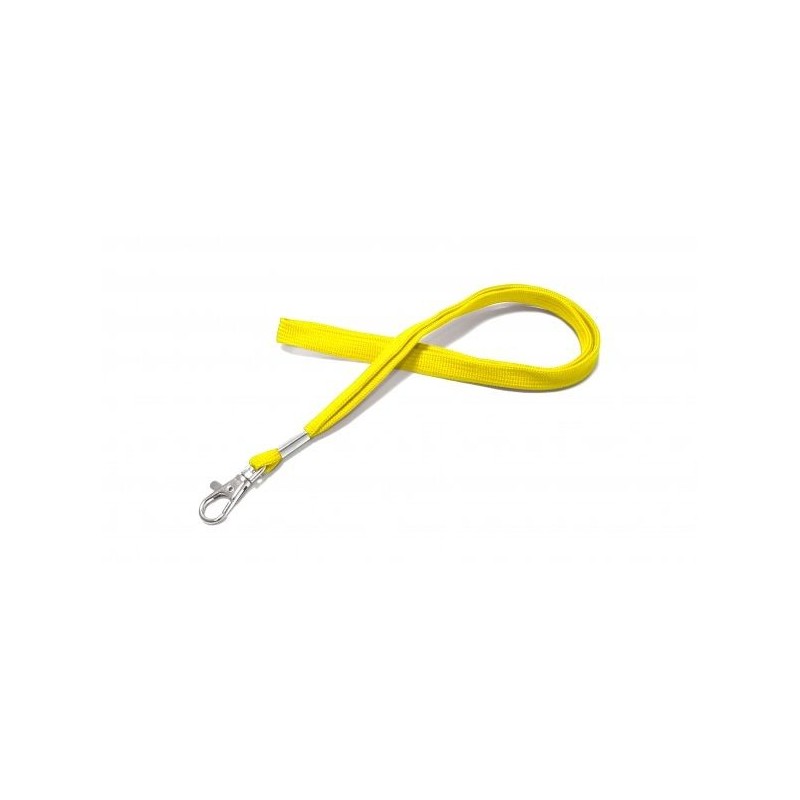 LANYARD POLIÉSTER AMARILLO 12MM CON MOSQUETÓN TIPO CORREA CANINA PK 100 UDS