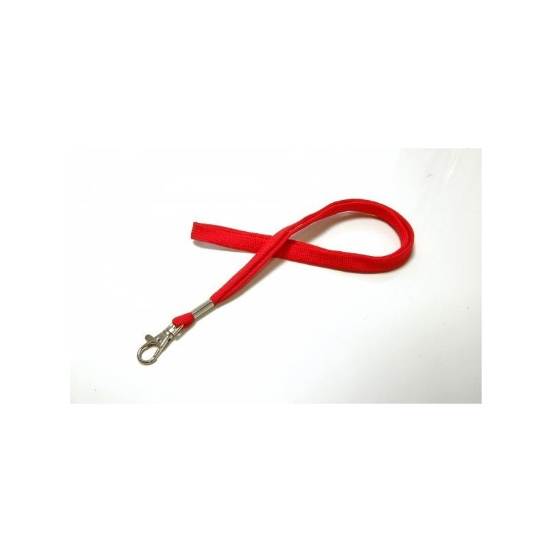 LANYARD POLIÉSTER ROJO 12MM CON MOSQUETÓN TIPO CORREA CANINA PK 100 UDS