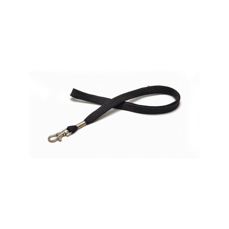 LANYARD POLIÉSTER NEGRO 12MM CON MOSQUETÓN TIPO CORREA CANINA PK 100 UDS
