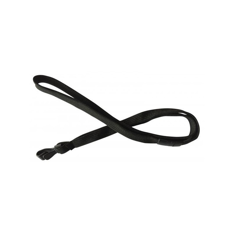 LANYARD POLIÉSTER NEGRO 12MM CON MOSQUETÓN PLÁSTICO Y CIERRE DE SEGURIDAD PK 100 UDS