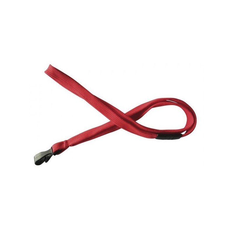 LANYARD POLIÉSTER ROJO 12MM CON MOSQUETÓN PLÁSTICO Y CIERRE DE SEGURIDAD PK 100 UDS