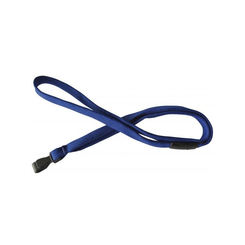 LANYARD POLIÉSTER AZUL 12MM CON MOSQUETÓN PLÁSTICO Y CIERRE DE SEGURIDAD PK 100 UDS