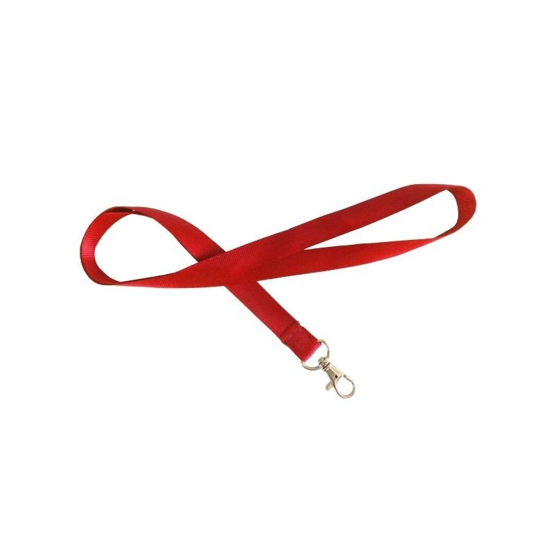 LANYARD PLANO 15MM ROJO CON MOSQUETÓN TIPO CORREA CANINA PK 100 UDS