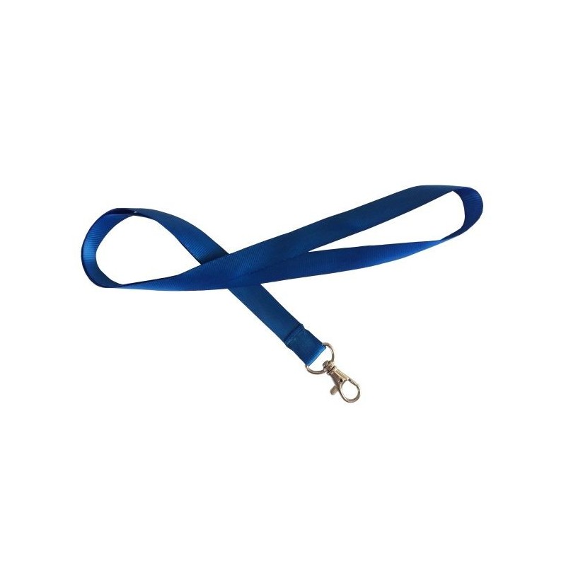 LANYARD PLANO 15MM AZUL CON MOSQUETÓN TIPO CORREA CANINA PK 100 UDS