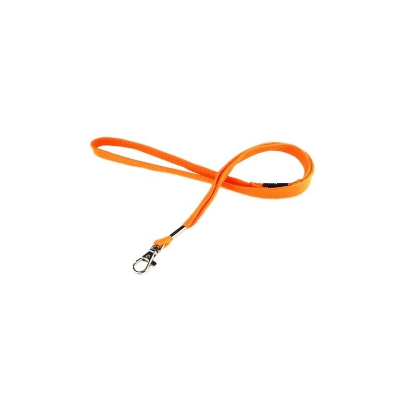 LANYARD POLIÉSTER NARANJA 12MM MOSQUETÓN TIPO CORREA CANINA Y CIERRE DE SEGURIDAD PK 100 UDS