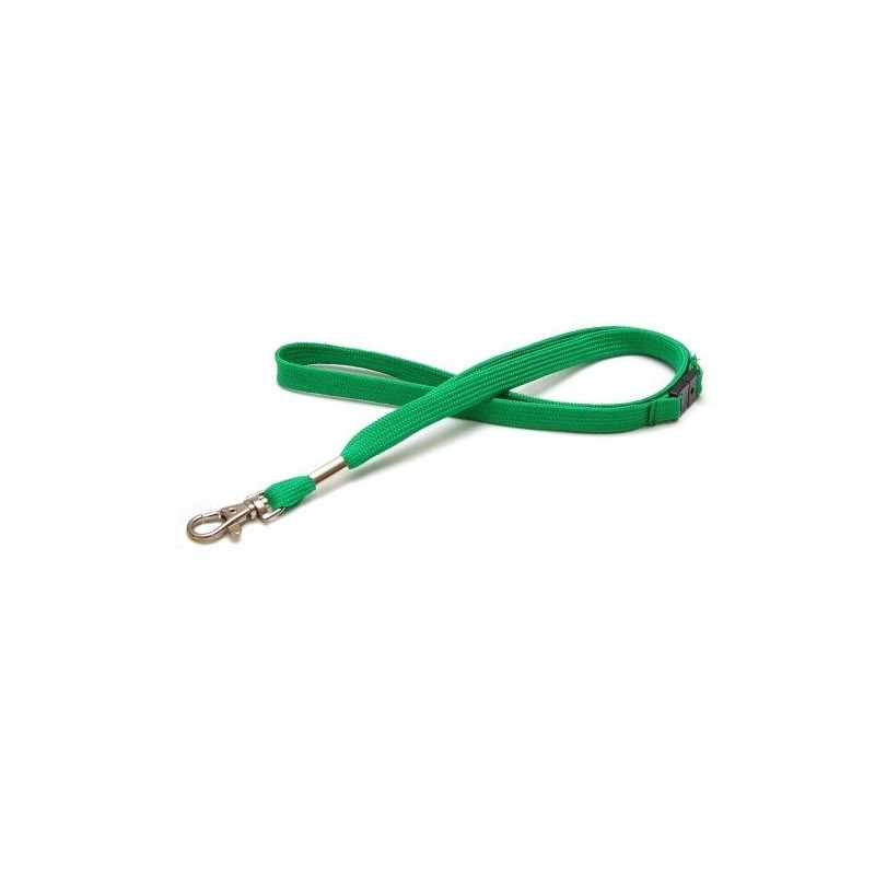 LANYARD POLIÉSTER VERDE 12MM MOSQUETÓN TIPO CORREA CANINA Y CIERRE DE SEGURIDAD PK 100 UDS