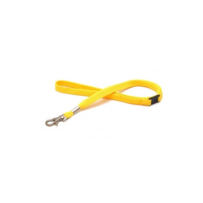 LANYARD POLIÉSTER AMARILLO 12MM MOSQUETÓN TIPO CORREA CANINA Y CIERRE DE SEGURIDAD PK 100 UDS