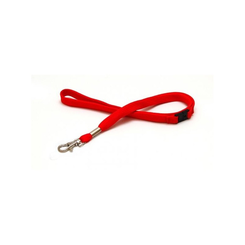 LANYARD POLIÉSTER ROJO 12MM MOSQUETÓN TIPO CORREA CANINA Y CIERRE DE SEGURIDAD PK 100 UDS