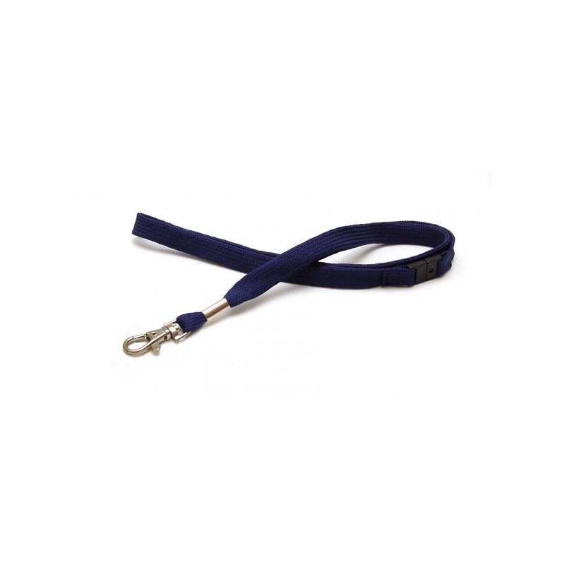LANYARD POLIÉSTER AZUL MARINO 12MM MOSQUETÓN TIPO CORREA CANINA Y CIERRE DE SEGURIDAD PK 100 UDS