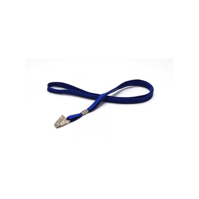 LANYARD POLIÉSTER AZUL 12MM CON PINZA DE COCODRILO PK 100 UDS