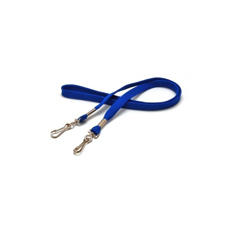 LANYARD POLIÉSTER AZUL 12MM CON DOS MOSQUETONES GIRATORIOS PK 100 UDS