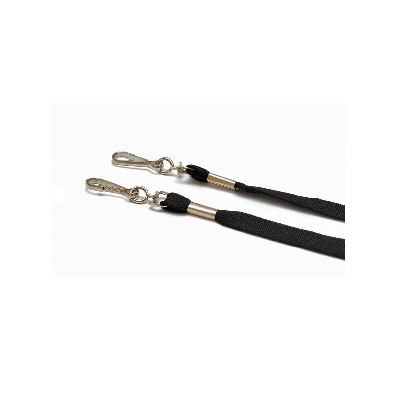 LANYARD POLIÉSTER NEGRO 12MM CON DOS MOSQUETONES GIRATORIOS PK 100 UDS