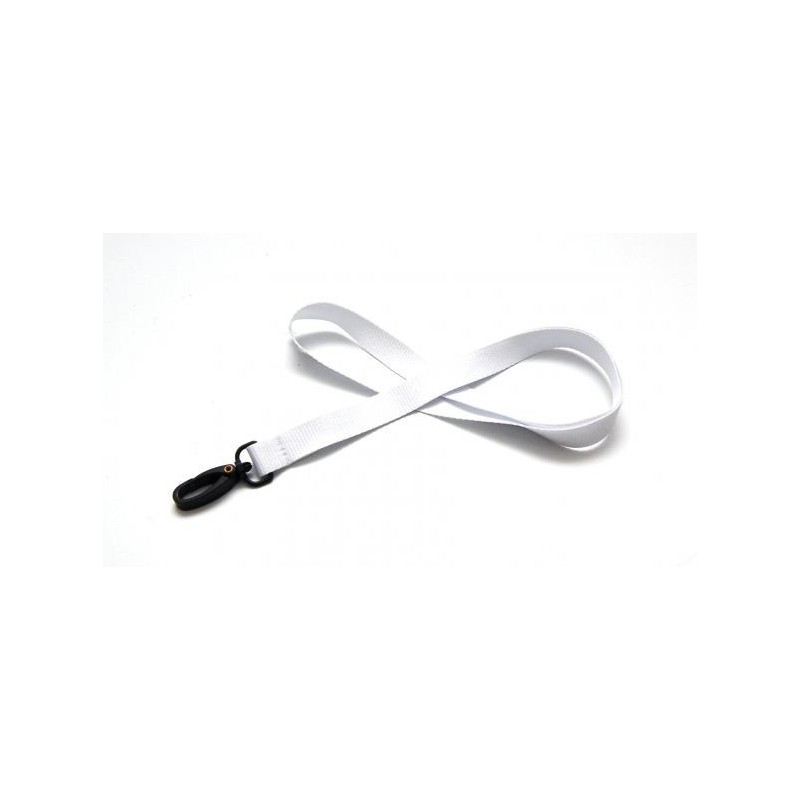 LANYARD POLIÉSTER BLANCO 15MM CON MOSQUETÓN PLÁSTICO PK 100 UDS