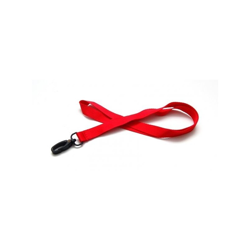 LANYARD POLIÉSTER ROJO 15MM CON MOSQUETÓN PLÁSTICO PK 100 UDS